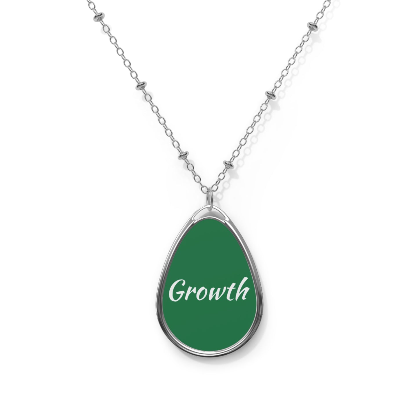 Growth Oval Necklace - Inspirational Jewelry for Personal Growth, Gifts for Friends, Daily Wear, Motivational Charm