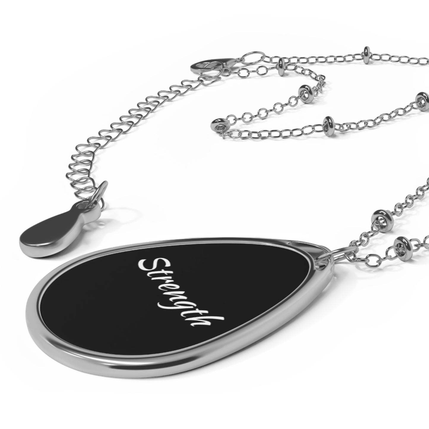 Strength Oval Necklace, Inspirational Jewelry, Gift for Her, Motivation Charm, Meaningful Accessory, Personalized Statement Piece