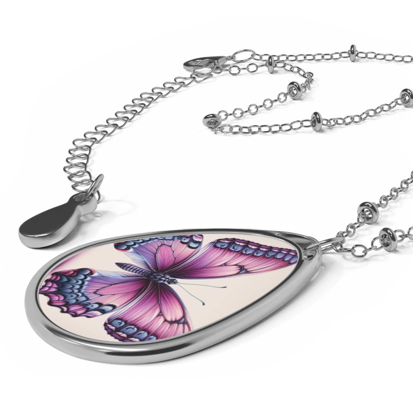 Butterfly Oval Necklace, Elegant Jewelry Gift, Nature-Inspired Pendant, Boho Chic Accessories, Birthday or Anniversary Gift