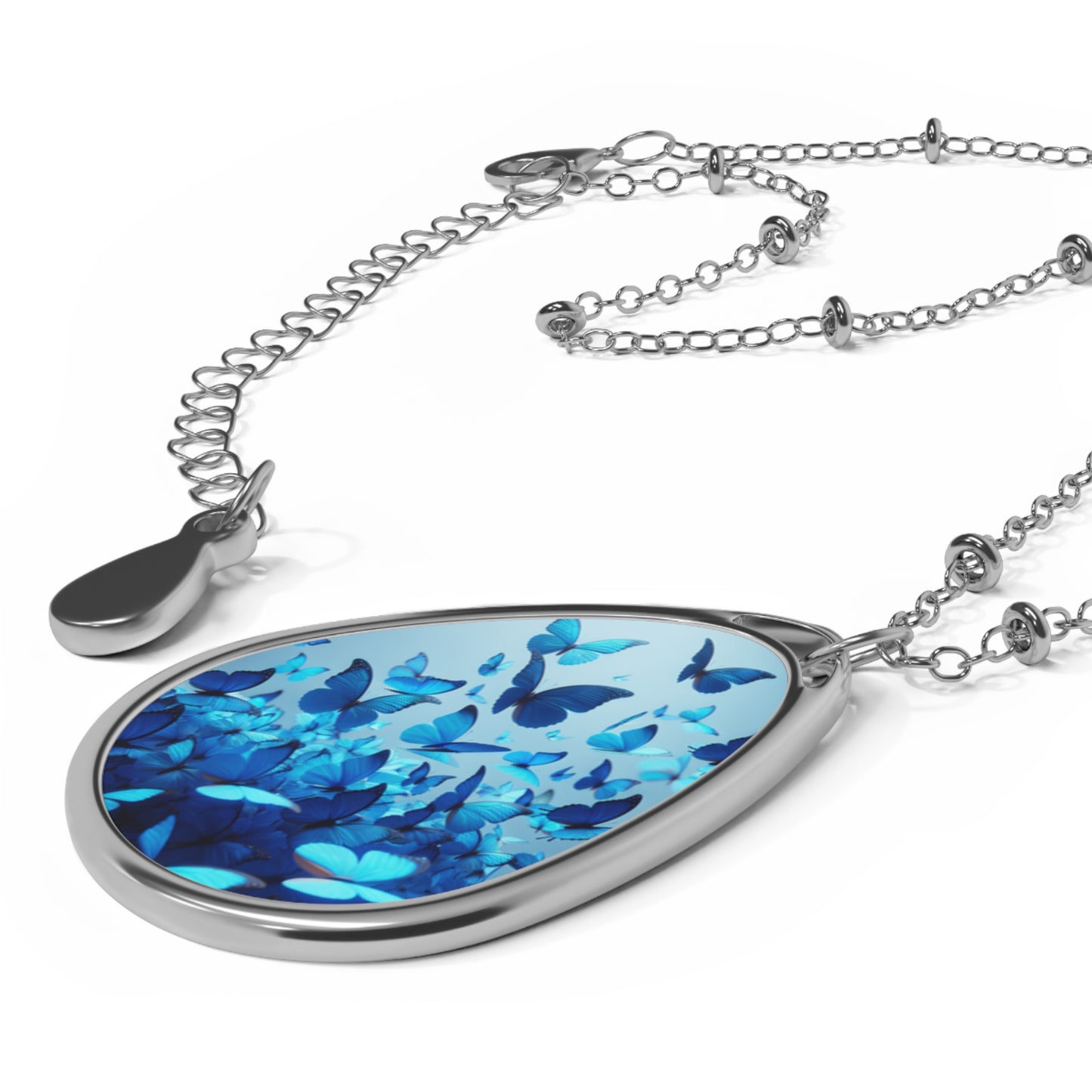Elegant Butterfly Oval Necklace, Nature-Inspired Jewelry, Gift for Her, Anniversary Present, Unique Accessory