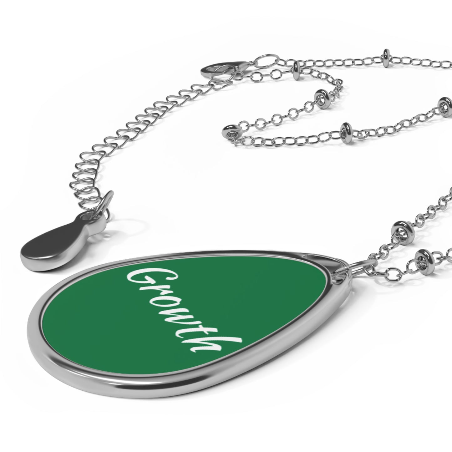 Growth Oval Necklace - Inspirational Jewelry for Personal Growth, Gifts for Friends, Daily Wear, Motivational Charm
