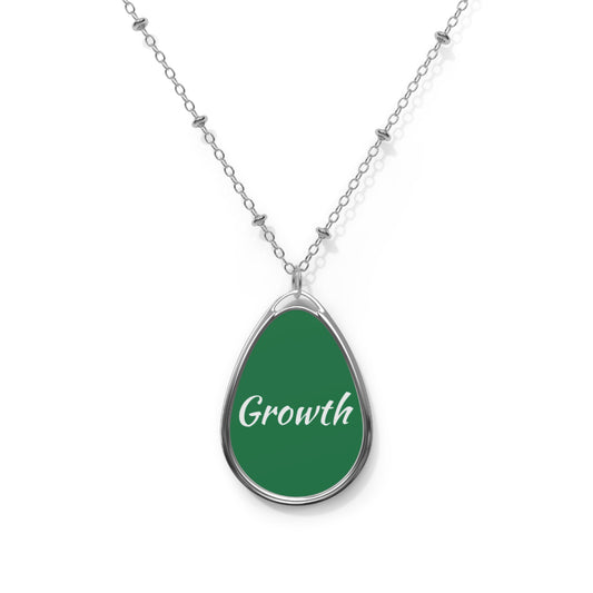 Growth Oval Necklace - Inspirational Jewelry for Personal Growth, Gifts for Friends, Daily Wear, Motivational Charm