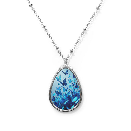Elegant Butterfly Oval Necklace, Nature-Inspired Jewelry, Gift for Her, Anniversary Present, Unique Accessory